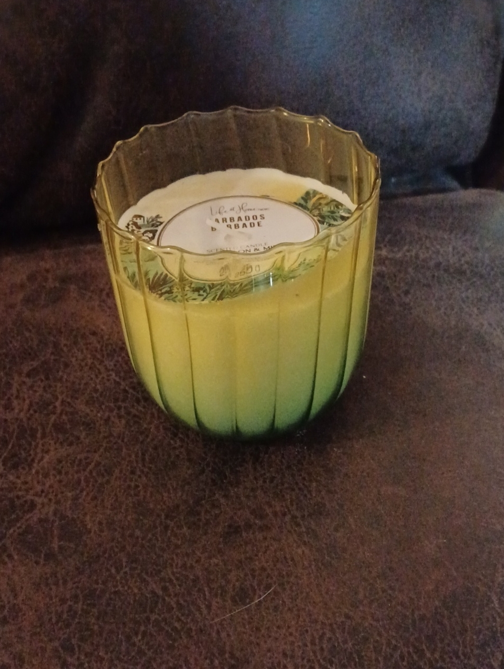 4/$40 New Yellow Glass Jar "Barbados" Scented Candle - 255 g